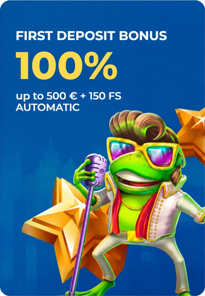 First deposit 100% up to €500 plus 150 free spins