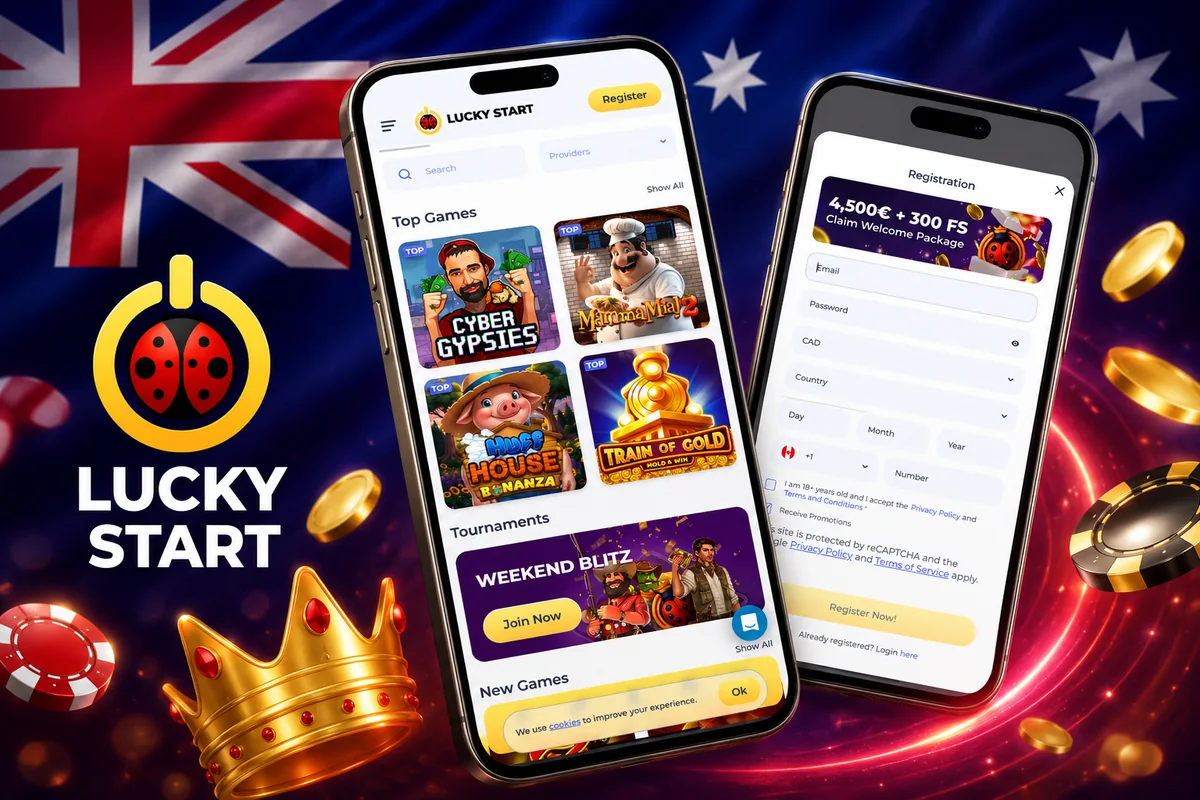 LuckyStart mobile app on Android and iOS for Australian players